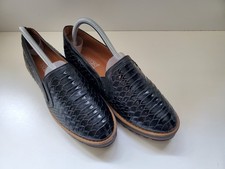 Sergio Todzi Design by Italy Black Croc Pattern Leather Loafers Size 40 Eu 7 Uk