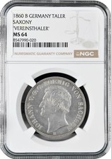 Saxony 1 thaler 1860 B, NGC MS64, 