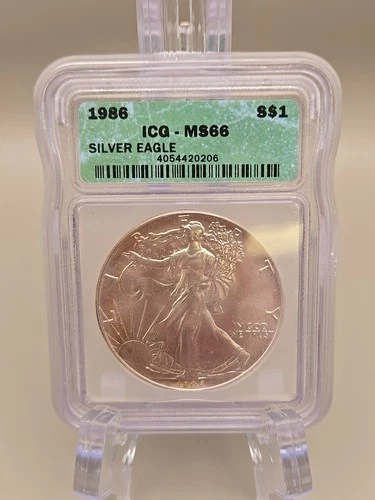 1986 $1 American Silver Eagle - ICG MS66