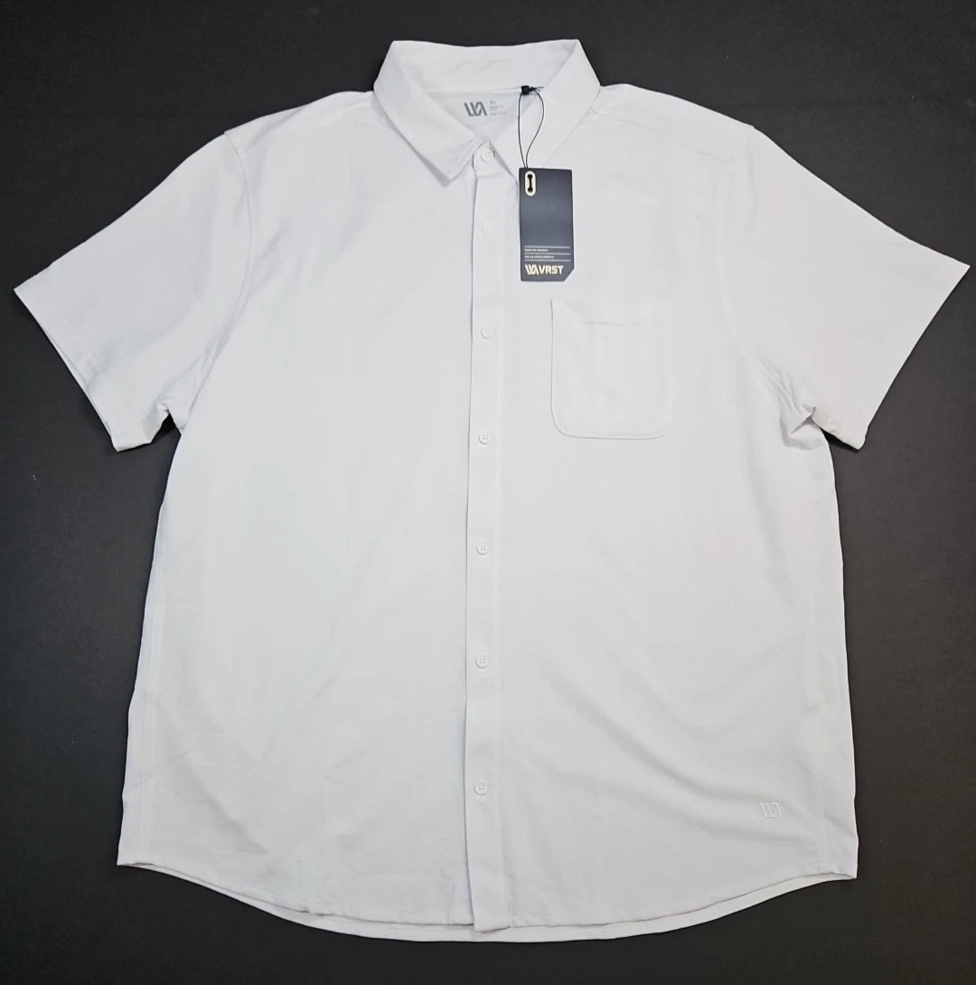 VRST Mens White Performance Button Up Short Sleeve Shirt Size XL NWT