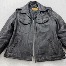 Vintage Schott Perfecto Motorcycle Police NYC Leather Jacket Made In USA Size 44
