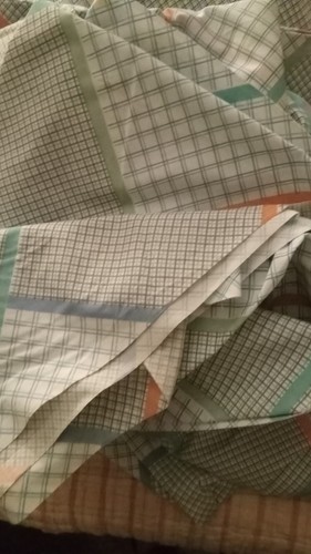 Vintage Martex Set Full Flat Fitted 2 Pillowcases Pastel Vintage 80s Plaid Grid - Picture 10 of 12