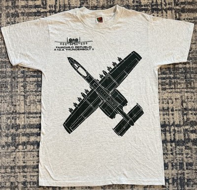 Vintage 90s Fairchild Republic A 10-A Thunderbolt II Warthog Fighter Jet T Shirt