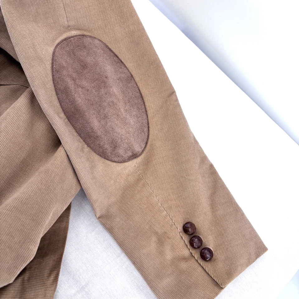 Blazer De Colección Levis Western Tostado Pana Abrigo Deportivo 2 Botones Parche en el Codo Para Hombres 48 R Foto 4 de 4