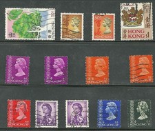 13 Hong Kong Stamps -Sc #631, #281, #283, #279, #491, #275, #277,  #277a Used - 