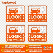 4pcs Look For Cyclist Awareness Decal - Prevent Dooring Accidents Clear Stickers