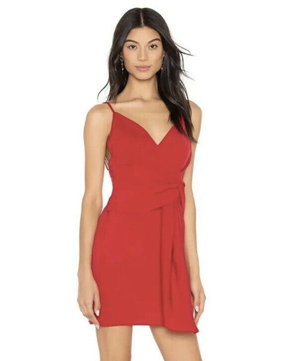 About Us Naomi Mini Dress in Red Women Size Small A-line Ruch Overlay