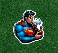 Superman hitting the bong 100% waterproof vinyl sticker decal - Several Sizes