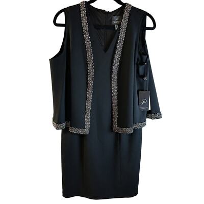 adrianna papell black cape dress Black Plus Size One Shoulder Dress With Chiffon Cape