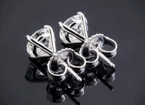 2.02 Ct Round Lab Grown E VVS2 Diamond Earrings 14K White Gold IGI Certified - Image 2 of 4