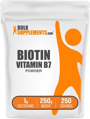 BulkSupplements Biotin 10000mcg Powder 250g - Vitamin B7 Supplement