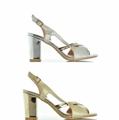Sandalo donna cerimonia lucido scarpa donna eleganti strass glitter argento  oro | eBay