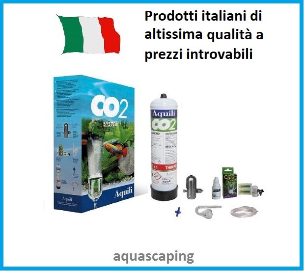 CO2 System AQUILI - Bombola da 600 g - Diffusore vetro e Test CO2