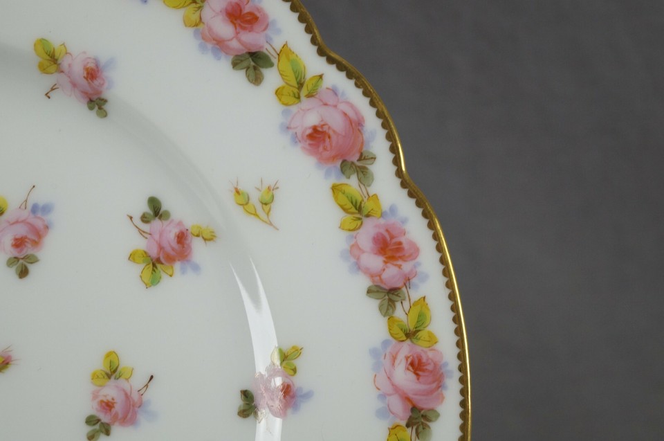 Painted Red Roses Lerosey Paris Hand Painted Pink Roses & Gold 9 1/4 Inch Plate Circa ...