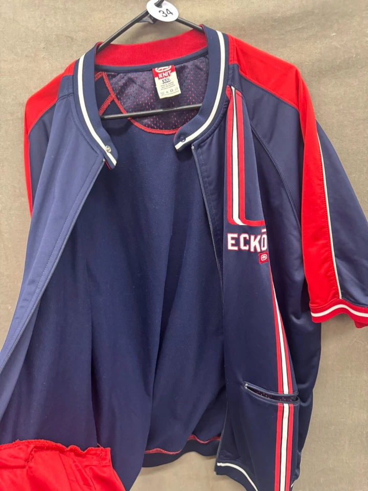 Camiseta estilo jersey con timbre vintage Y2K Ecko Unltd talla 2XL bolsillos con cremallera Foto 4 de 4
