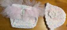 Hand Crochet Diaper Cover Toile Tutu  Matching Hat