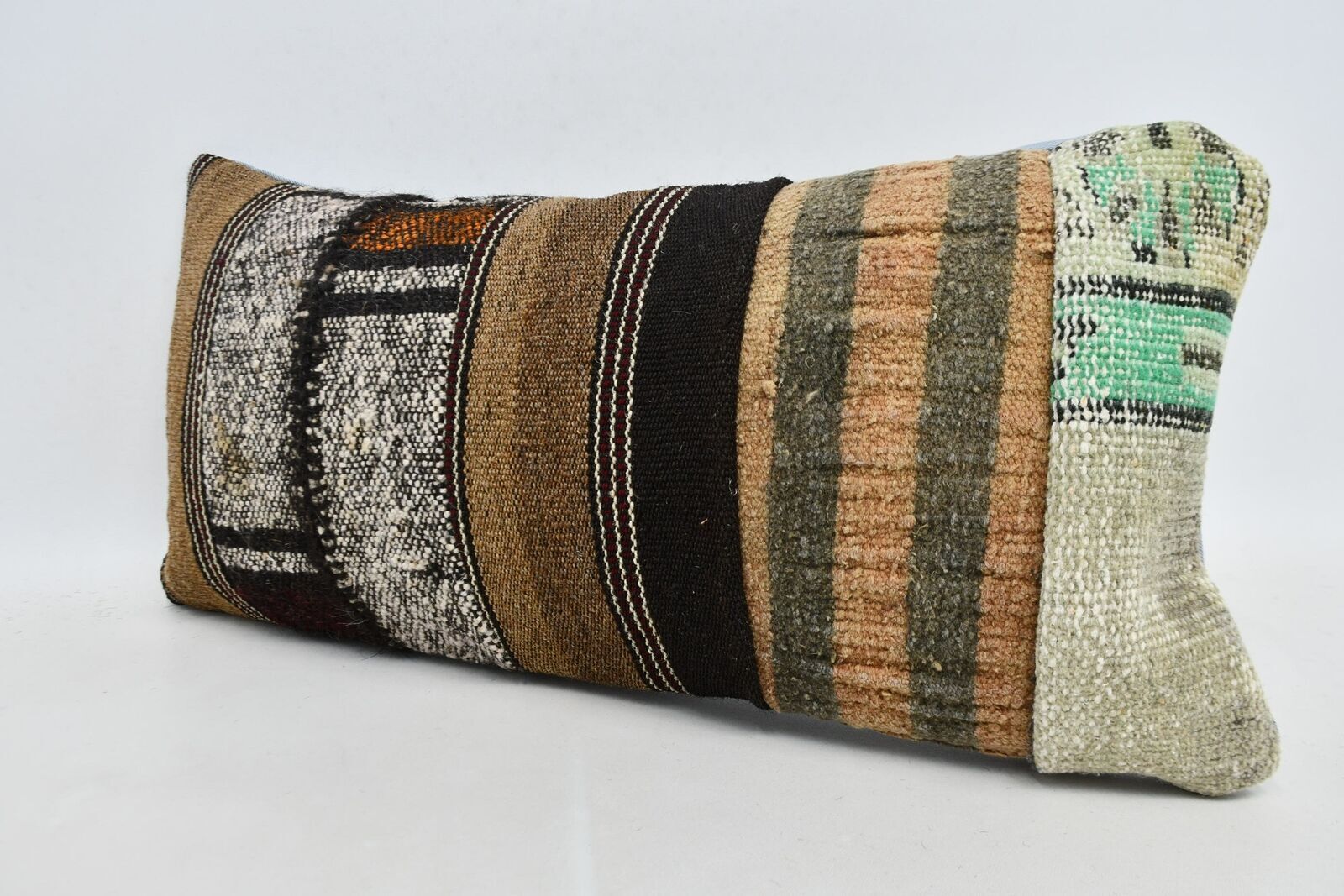 Vintage Pillow, 12"x24" Brown Cushion Case, Boho Pillow Sham Cover