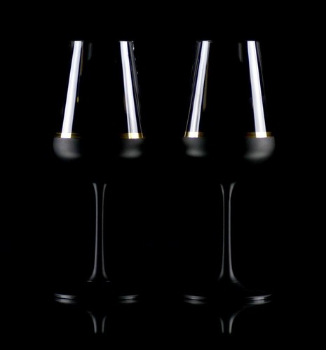 Casa Padrino Luxus Weißweinglas 6er Set Schwarz Gold Ø 8 x H. 21,5 cm Weingläser - Bild 3 von 5