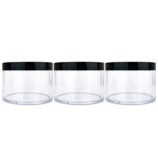 3pcs 4oz/120g/120ml High Quality Acrylic Leak Proof Container Jars w/Black Lids