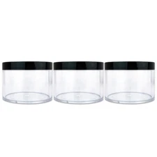 3pcs 4oz/120g/120ml High Quality Acrylic Leak Proof Container Jars w/Black Lids