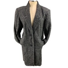Size 5/6 Peabody House Women's Black White Tweed Coat Vintage 1990