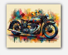 Vintage motorcycle Norton (UK) 1920s Picture Art splashes of paint #1 Reprint