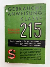 1951 Original German Singer Sewing Machine Manual Gebrauchsanweisung Klasse 215