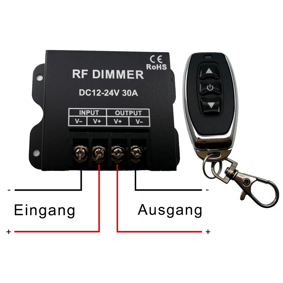 LED Funkdimmer 12 - 24 Volt DC codiert Metallgehäuse PWM Regler Funkdimmer 30A - Bild 3 von 4