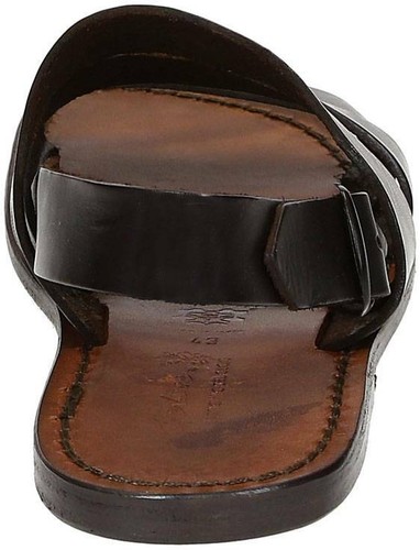 Handmade brown leather strappy sandals for men's made in Italy - Picture 6 of 14