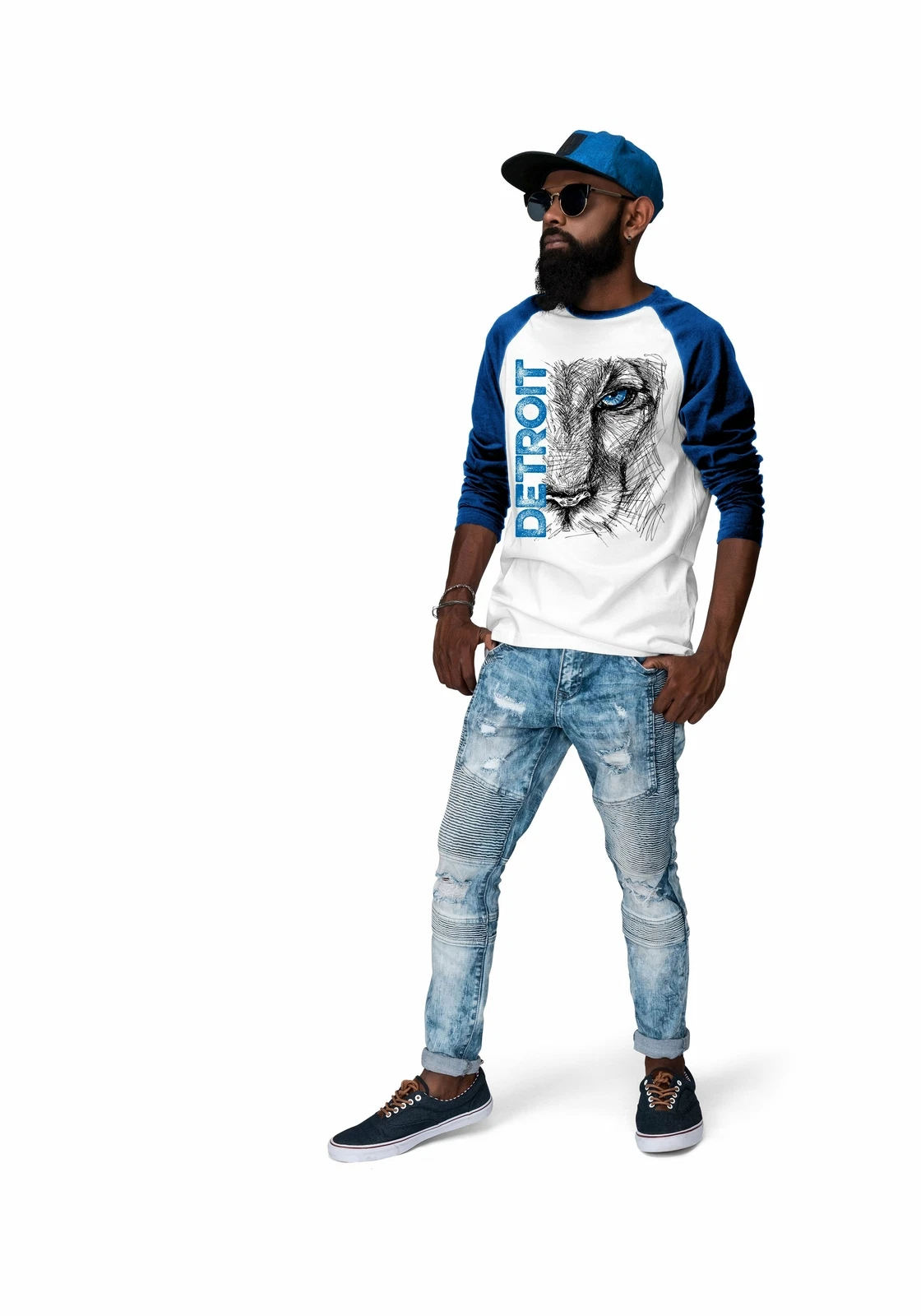 Lion Eye Detroit Unisex 3\4 Sleeve Baseball Tee