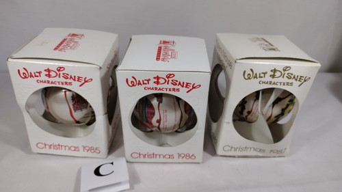 (C) 3 Schmid Ornament Walt Disney Christmas 1985, 86, 87 Mickey Mouse Box - Picture 4 of 10