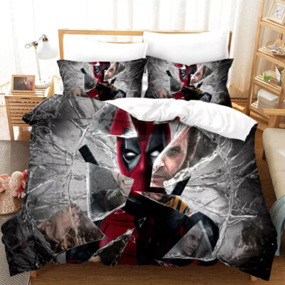 Marvel Deadpool Bettwäsche Set Kissenbezüge 80x80 Anpassbar Bettbezug 135x200
