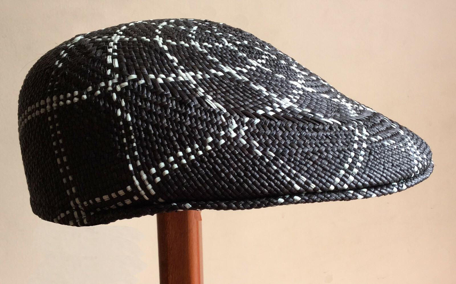 Genuine Panama Hat Montecristi Flat cap "Ivy" black Men Woman Straw Ecuador  | eBay