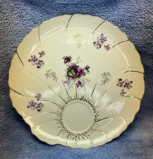 Lefton Snack Plate Shell Shape w/Floral Paper Flowers Hand Painted VTG