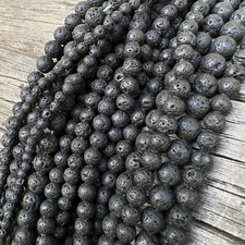 Echte Lava 4 6 8 10mm Perlen 38cm Strang Vulkangestein für Schmuck Armband Mala