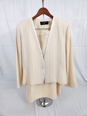 ER Gerard for Renlyn Vintage Cream 100% Pure Wool Skirt Suit Set Made in USA