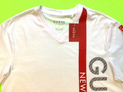 GUESS Los Angeles Men’s Short Sleeve T-Shirt Size LARGE White w/Red, Gray - Picture 6 of 12
