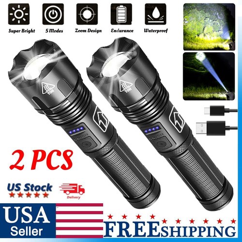 Rechargeable 990000LM LED Flashlight Tactical Police Super Bright Torch Zoomable - Picture 17 of 18