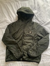 Khaki (dark Green) Hooded Jacket With Interior Straps Shoulders Foldable