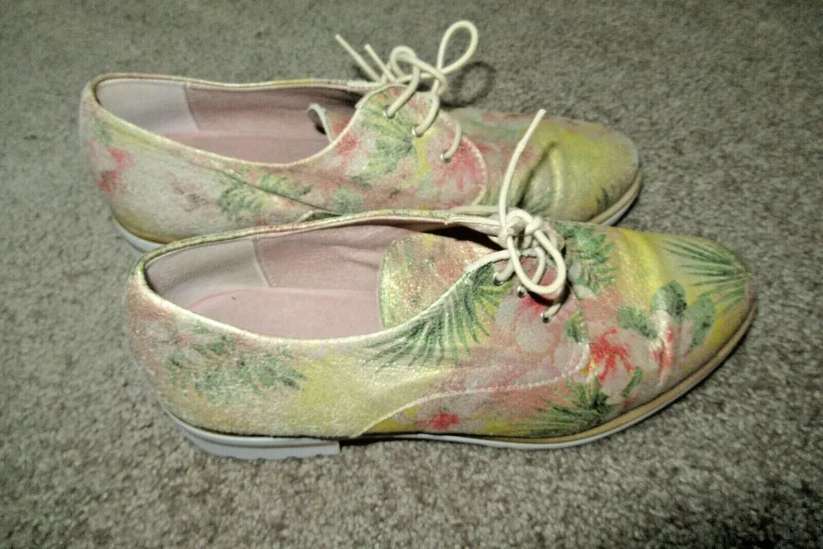 PITILLOS SPAIN Hand floral Leather Oxfords Shoes Size 39 8 1/2~~ | eBay