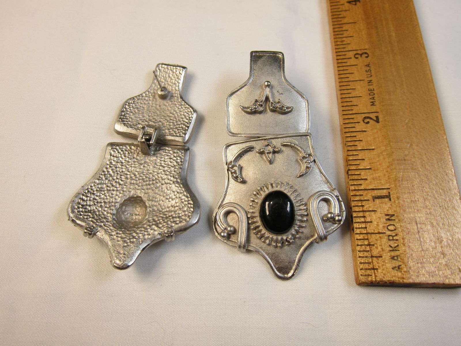 Beautiful unique large dangle earrings matte silv… - image 1