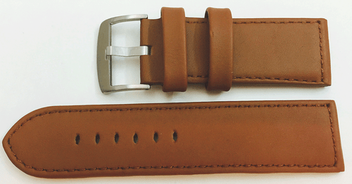 26mm Real Leather Watches Bracelet Nappa Braun With Seam Steel Buckle Quality - Picture 1 of 2