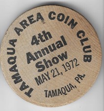 1972, Tamaqua Pennsylvania Area Code Club, 4th Show, BLACK 2" Wooden Dollar