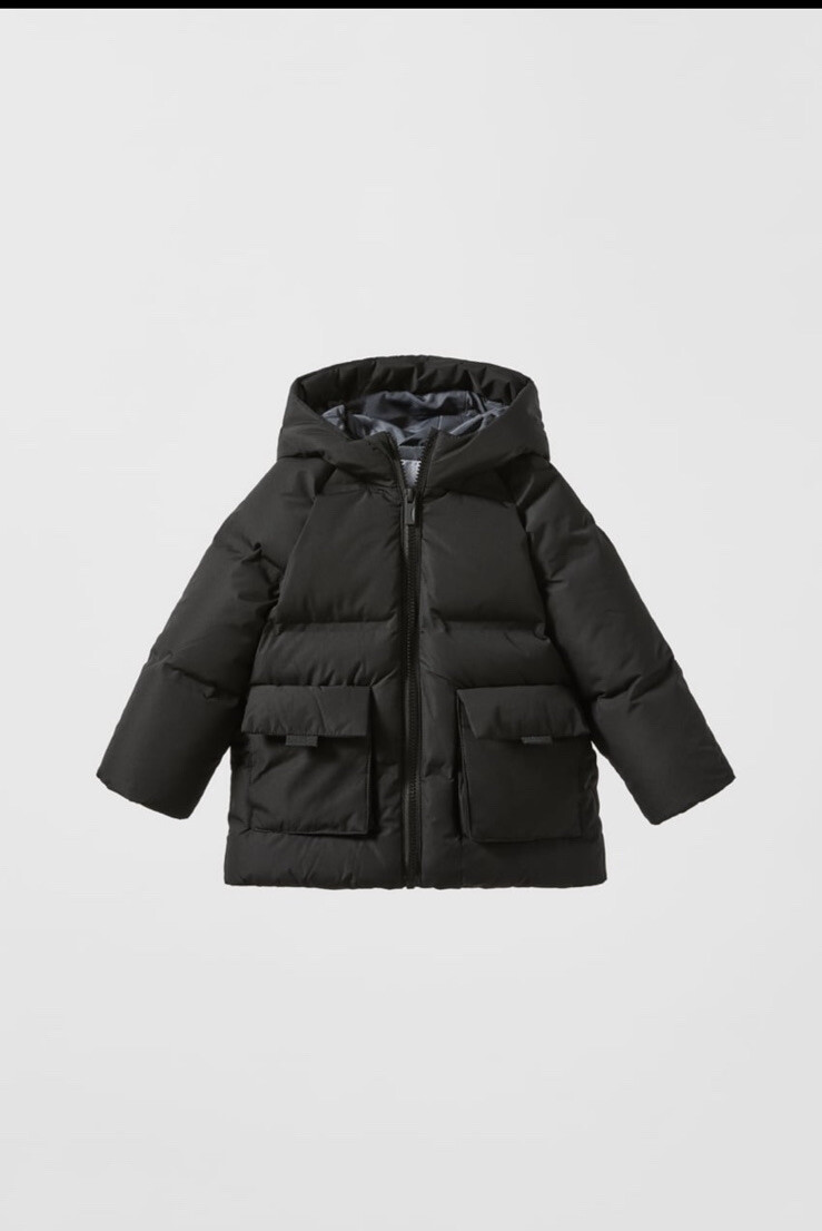 ZARA NWT puffer down blend pocket coat size 2-3 years | eBay