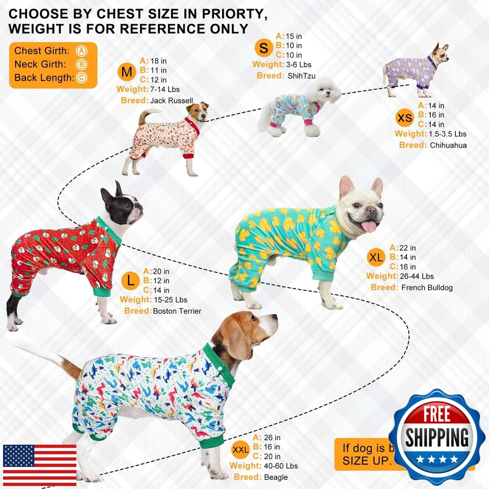 BEAUTYZOO Dog Pajamas Medium Sized Dog, Summer Doggie Pajamas for Boy Girl, S - Image 3 of 4