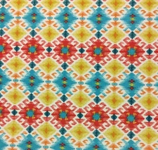 MILL CREEK STEFAN BAHAMA BLUE RED DIAMONDS OUTDOOR INDOOR FABRIC BY YARD 54"W