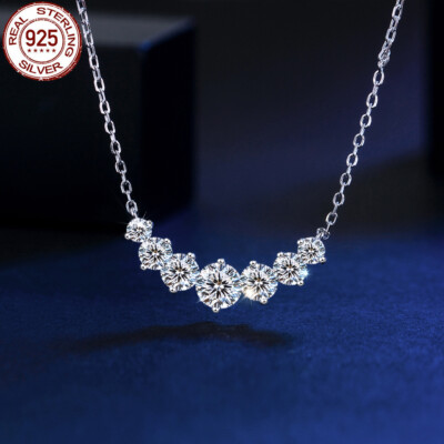 Cubic Zirconia Tennis Smile Round Cut Shape 925 Sterling