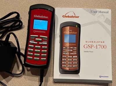 Globalstar GSP-1700 Tri-Mode Satellite Phone Red/Black w/ Antenna & Accessories