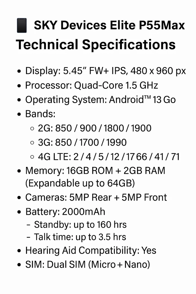 SKY Devices Elite P55Max (Unlocked) 16GB 5.5" 4G LTE Android - EXCELLENT - Image 3 of 4