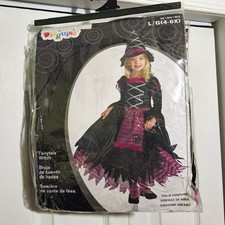 Fairytale Witch Costume Girls 4-6x Pretty Pink Dress Hat Halloween Disguise NEW